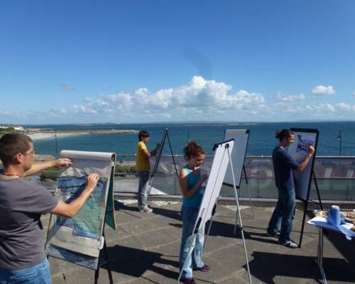 Art class at the sea in southern England